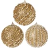 4" Glittered Ball Ornament Set/3