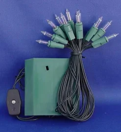 12/ Light Steady Burning Miniature Green And Clear Light Set, Jel0002C