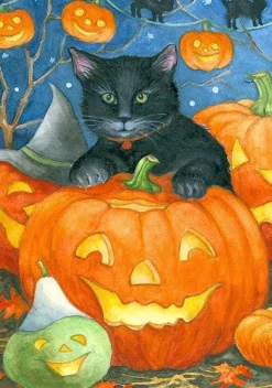 Black Cat Pumpkin Flag