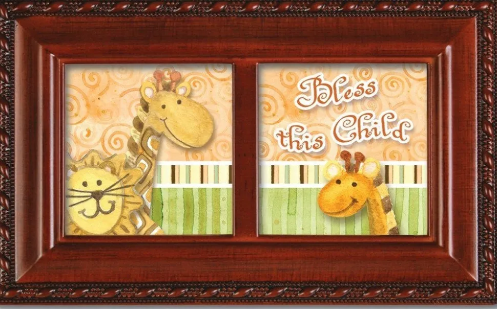 Bless This Child Baptism, Inspirational Woodgrain Petite Music Box, Plays Jesus Loves Me