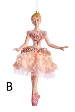 Blush Pink Ballerina Ornaments, 2 Assorted, E0534, Kurt Adler