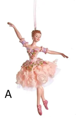 Blush Pink Ballerina Ornaments, 2 Assorted, E0534, Kurt Adler