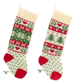 Christmas Tree And Snowflake Knitted Stockings, B0673, Kurt Adler