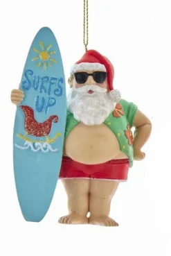 Chubby Santa With Surfboard/Reindeer Ornament, E0491, Kurt Adler