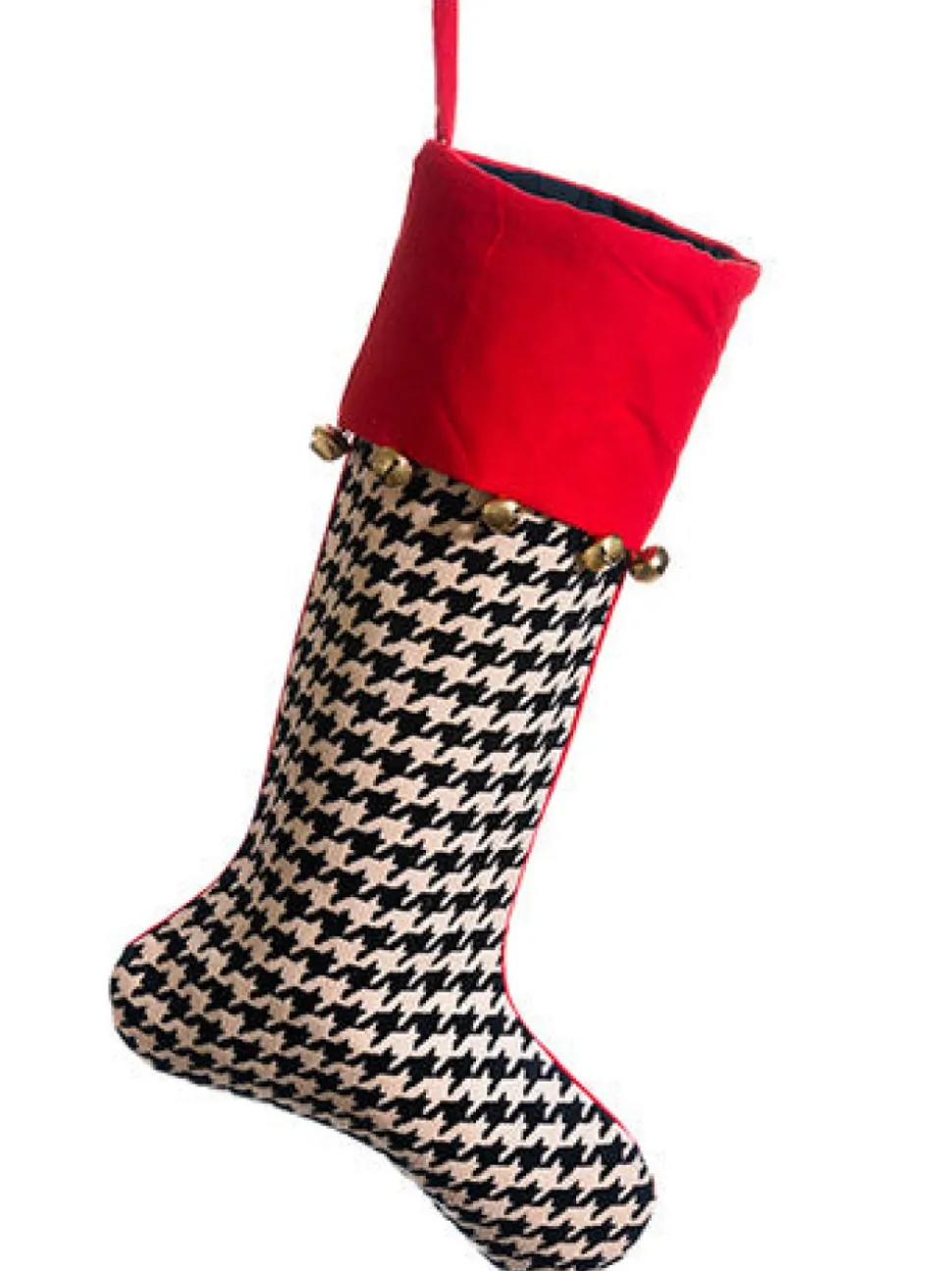Houndstooth Stocking With Bells