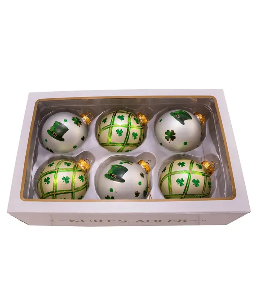 Irish Glass Ball Ornaments, 6-Piece Box Set, 80Mm, Gg0886, Kurt Adler