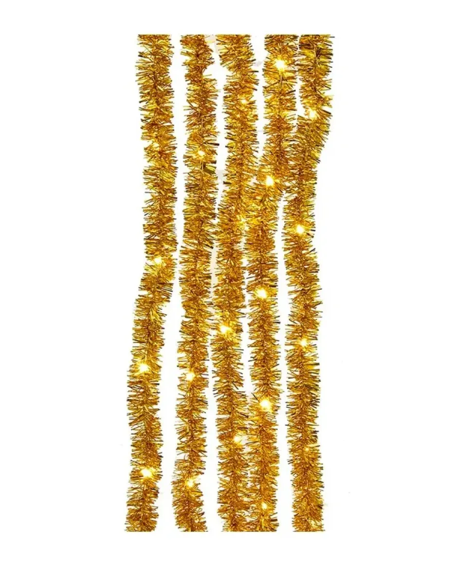 100-Light Gold Tinsel With Warm White Superbright Cascade Lights, Ad1001Goww