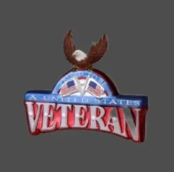 Proud To Be A United States Veteran Glass Plaque With Eagle Ornament, J1354