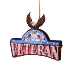 Proud To Be A United States Veteran Glass Plaque With Eagle Ornament, J1354