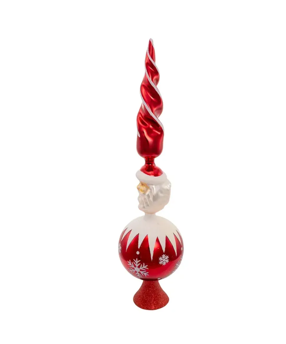 Red Santa Un-Lit Glass Treetop, Gg0676, Kurt Adler