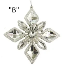 Silver Jewel Snowflake Ornaments, 2 Assorted, D2772