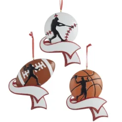 Sports Silhouette Ornament For Personalization, 3 Assorted, C6598