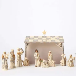 White Woodland 8 Pc Nativity
